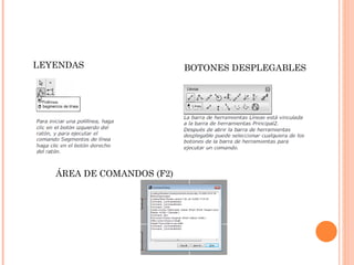 LEYENDAS BOTONES DESPLEGABLES ÁREA DE COMANDOS (F2) 