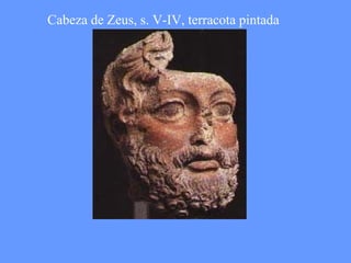 Cabeza de Zeus, s. V-IV, terracota pintada 
 