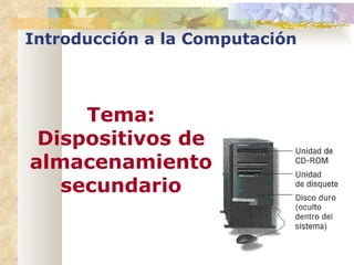Introducción a la Computación Tema: Dispositivos de almacenamiento secundario 