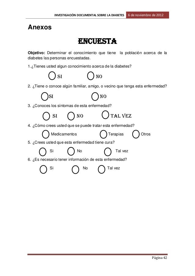 ejemplos de preguntas de encuesta para diabetes