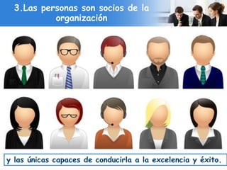 YOUR LOGO
3.Las personas son socios de la
organización
y las únicas capaces de conducirla a la excelencia y éxito.
 