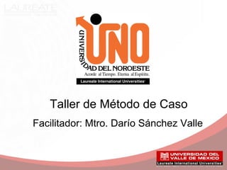 Taller de Método de Caso
Facilitador: Mtro. Darío Sánchez Valle
 