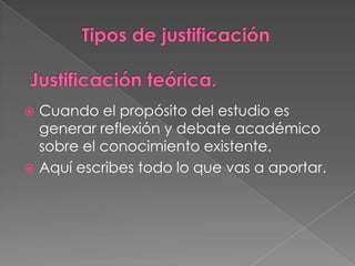  Cuando el propósito del estudio es
  generar reflexión y debate académico
  sobre el conocimiento existente.
 Aquí escribes todo lo que vas a aportar.
 