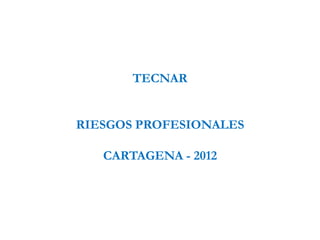 TECNAR


RIESGOS PROFESIONALES

   CARTAGENA - 2012
 