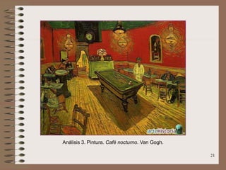 21
Análisis 3. Pintura. Café nocturno. Van Gogh.
 