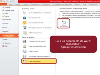 Crea un documento de Word: 
Diapositivas 
Agregar información 
Instituto de Idiomas y Cursos Complementarios 
 