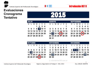 12
Arq. CARLOS MARTÍNHigiene y Seguridad en el Trabajo II – Año: 2013Instituto Superior del Profesorado Tecnológico
Instituto Superior del Profesorado Tecnológico
Evaluaciones
Cronograma
Tentativo
Introducción HST II
 