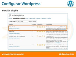 Configurar Wordpress
Instalar plugins
 