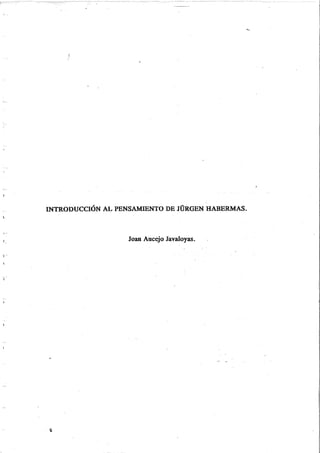 Introduccion Al Pensamiento De J.Habermas. Joan Aucejo