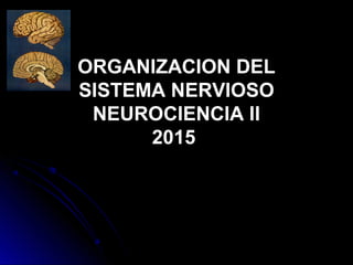 ORGANIZACION DEL
SISTEMA NERVIOSO
NEUROCIENCIA II
2015
 