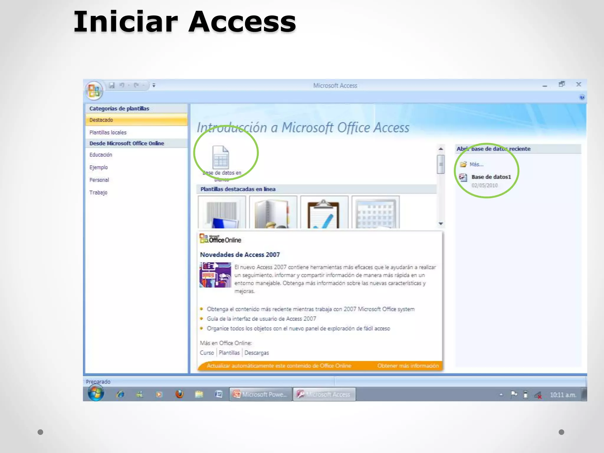 Iniciar Access
 