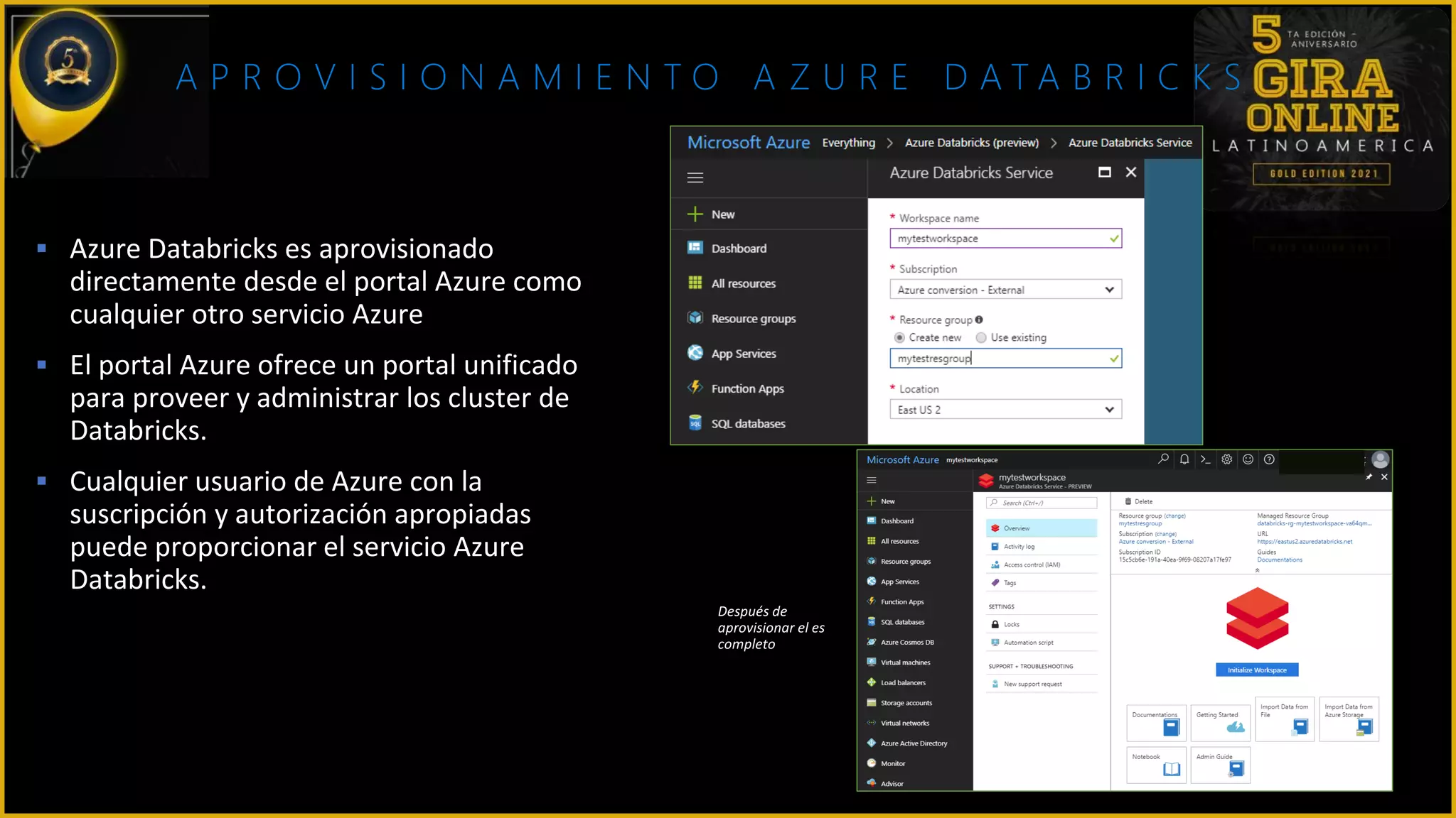 A P R O V I S I O N A M I E N T O A Z U R E D A T A B R I C K S
 