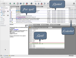 cursodegit.com aprendegit.com
“Introducción a git” by aprendegit.com is licensed under a
Creative Commons Reconocimiento-NoComercial-CompartirIgual 3.0 Unported License.
¿Qué preguntas
necesitamos responder?
¿Cuándo?
¿Qué?
¿Por qué?
¿Quién?
sábado, 27 de abril de 13
 