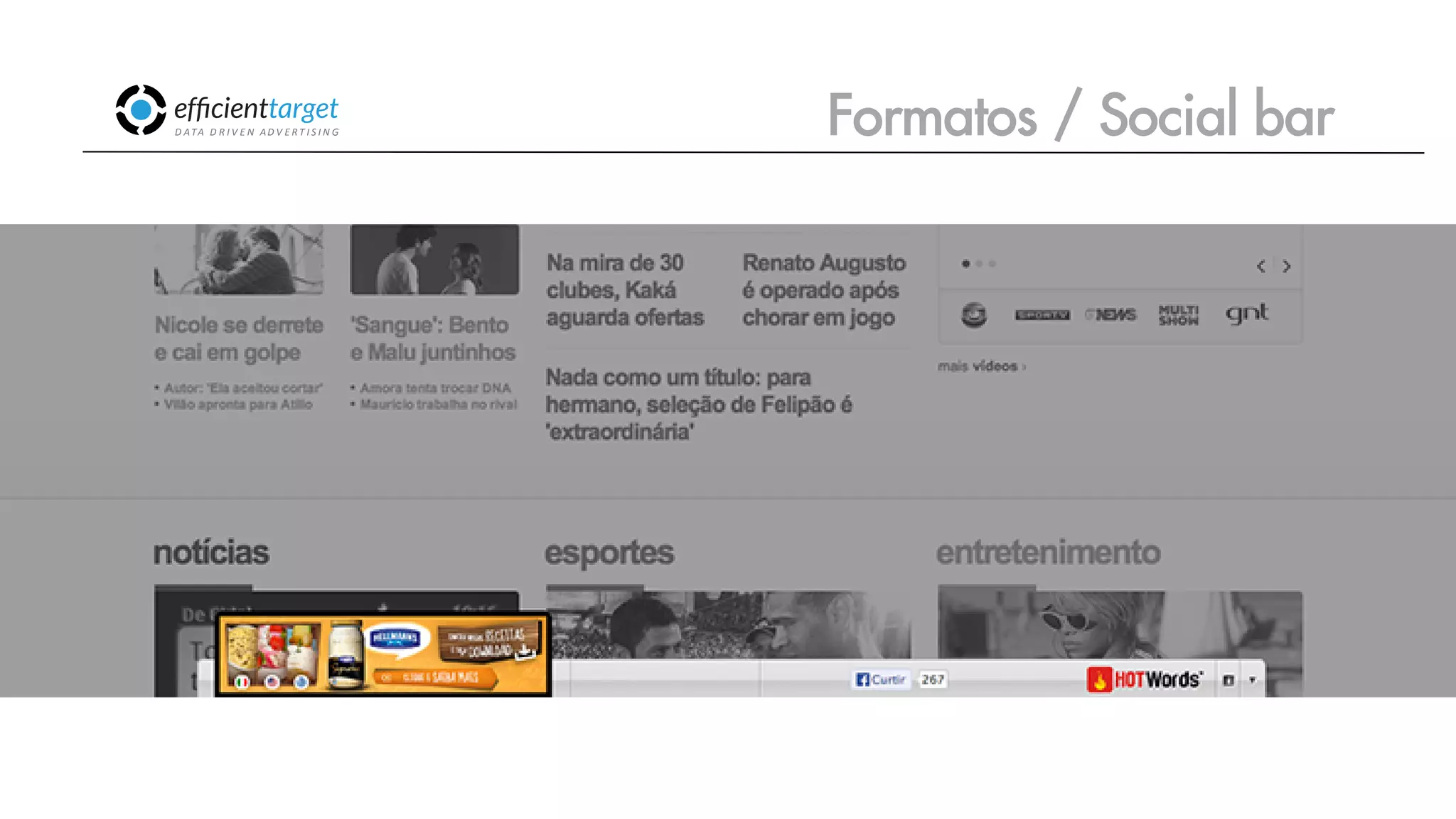 CAMPAÑAS
INVERSIÓND ATA
D R I V E N
AD V E R T I S I N G Formatos / Social bar