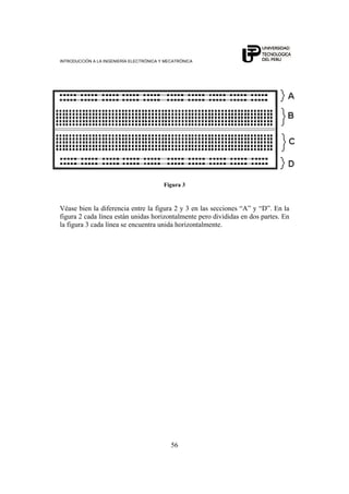 INTRODUCCIÓN A LA INGENIERÍA ELECTRÓNICA Y MECATRÓNICA
56
Figura 3
Véase bien la diferencia entre la figura 2 y 3 en las secciones “A” y “D”. En la
figura 2 cada línea están unidas horizontalmente pero divididas en dos partes. En
la figura 3 cada línea se encuentra unida horizontalmente.
 
