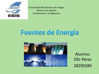 Alumno:
Ofir Pérez
28290289
Universidad Bicentenaria de Aragua
Núcleo-San Joaquín
Introducción a la ingeniería
 