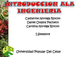 Catherine Noriega Rincon
      Daniel Ovallos Pacheco
     Carolina Noriega Rincon

            I Semestre




Universidad Popular Del Cesar
 