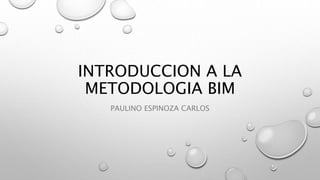 INTRODUCCION A LA
METODOLOGIA BIM
PAULINO ESPINOZA CARLOS
 