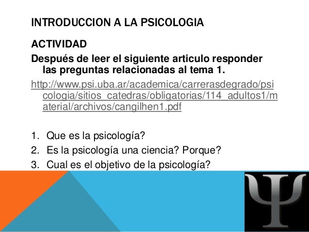 Introduccion a la psicologia