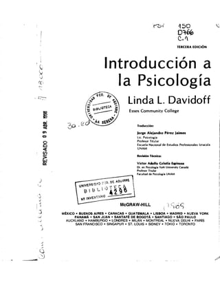 Introduccion a la psicologia linda davidoff!!!!!!!!