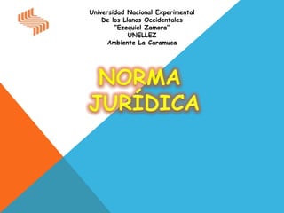 Universidad Nacional Experimental De los Llanos Occidentales “Ezequiel Zamora” UNELLEZ Ambiente La Caramuca NORMA  JURÍDICA 