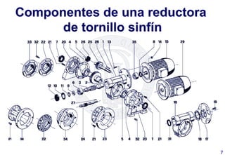 Componentes de una reductora
de tornillo sinfín
7	
  
 