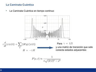 16
La Caminata Cuántica
 La Caminata Cuántica en tiempo continuo
Para
y una matriz de transición que solo
conecta estados adyacentes:
 