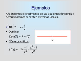 Ejemplos
2x
12x
2x
1
1




x
x
1

Analizaremos el crecimiento de las siguientes funciones y
determinaremos si existen...