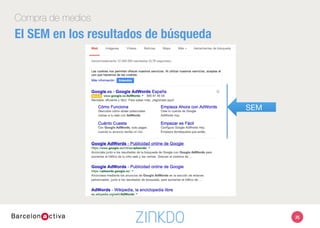 Compra de medios
El SEM en los resultados de búsqueda
35
SEM
 