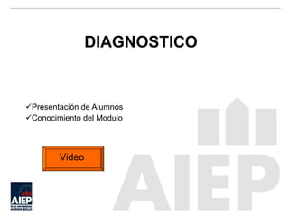 DIAGNOSTICO <ul><li>Presentación de Alumnos </li></ul><ul><li>Conocimiento del Modulo </li></ul>Video 