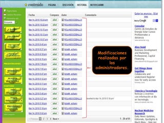 Modificaciones realizadas por los administradores.