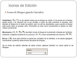 Iconos de Edición
 Iconos de bloques (paneles laterales)
 