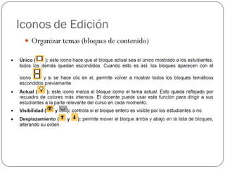 Iconos de Edición
  Organizar temas (bloques de contenido)
 