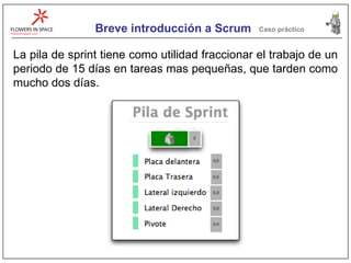 Breve introducción a Scrum Caso práctico La pila de sprint tiene como utilidad fraccionar el trabajo de un periodo de 15 d...