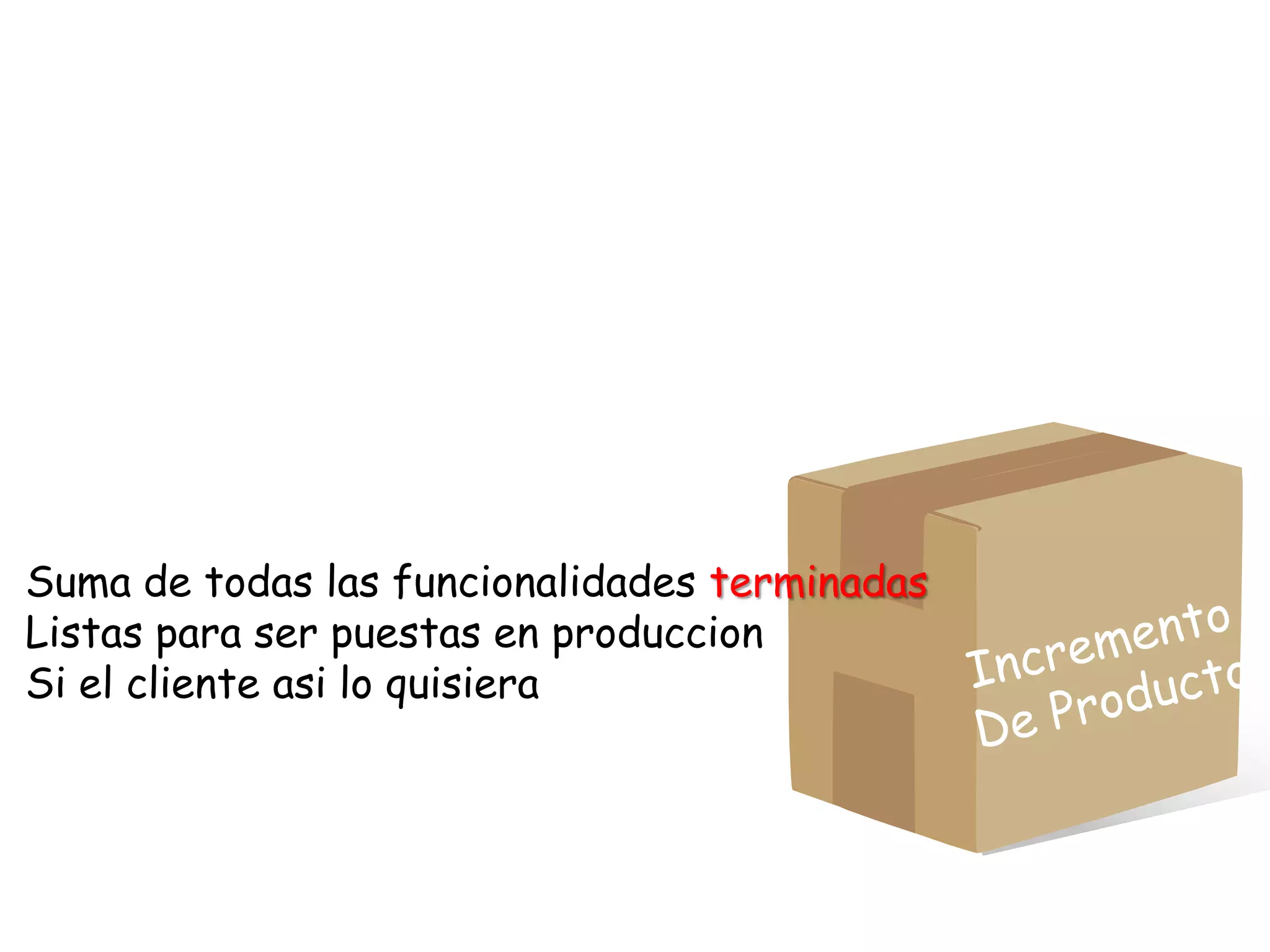 Suma de todas las funcionalidades terminadas
Listas para ser puestas en produccion
Si el cliente asi lo quisiera
 