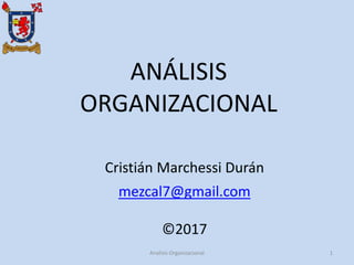 ANÁLISIS
ORGANIZACIONAL
Cristián Marchessi Durán
mezcal7@gmail.com
©2017
Analisis Organizacional 1
 