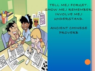 TELL ME,I FORGET. SHOW ME,I REMEMBER. INVOLVE ME,I UNDERSTAND. ANCIENT CHINESE PROVERB 
