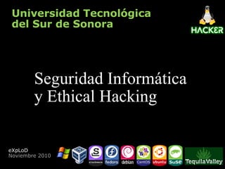 Universidad Tecnológica
 del Sur de Sonora




        Seguridad Informática
        y Ethical Hacking

eXpLoD
Noviembre 2010
 