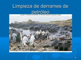 Limpieza de derrames deLimpieza de derrames de
petróleopetróleo
1818
 