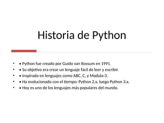 Introducción a la Programacion en Python Básica | PPTX
