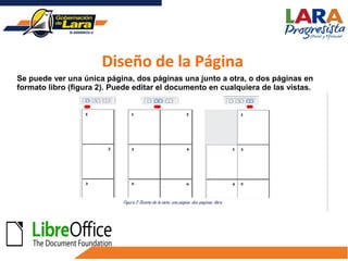 Se puede ver una única página, dos páginas una junto a otra, o dos páginas en
formato libro (figura 2). Puede editar el documento en cualquiera de las vistas.
Diseño de la Página
 