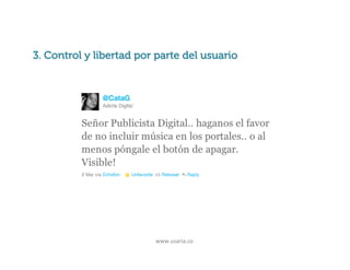 Principios básicos de usabilidad
3. Control y libertad por parte del usuario

www.usaria.co	
  

 