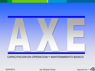 02/04/2014 Ing. Ricardo Ochoa Diapositiva No. 1
CAPACITACION EN OPERACION Y MANTENIMIENTO BASICO
 