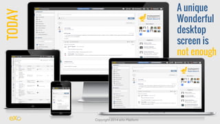 A unique 
Wonderful 
desktop 
screen is 
not enough 
Copyright 2014 eXo Platform TODAY 
 