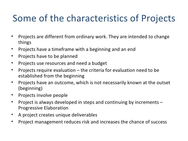 Five Characteristics Of A Project – YGGD