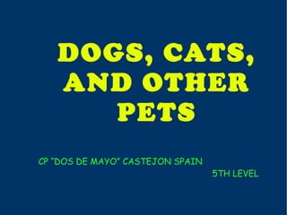 DOGS, CATS,
   AND OTHER
      PETS
CP “DOS DE MAYO” CASTEJON SPAIN
                                  5TH LEVEL
 