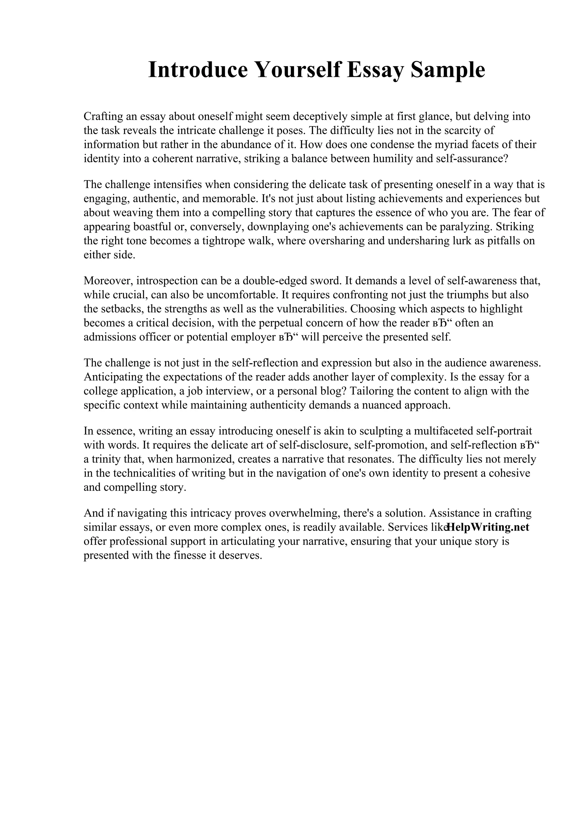 Introduce Yourself Essay Sample.pdf