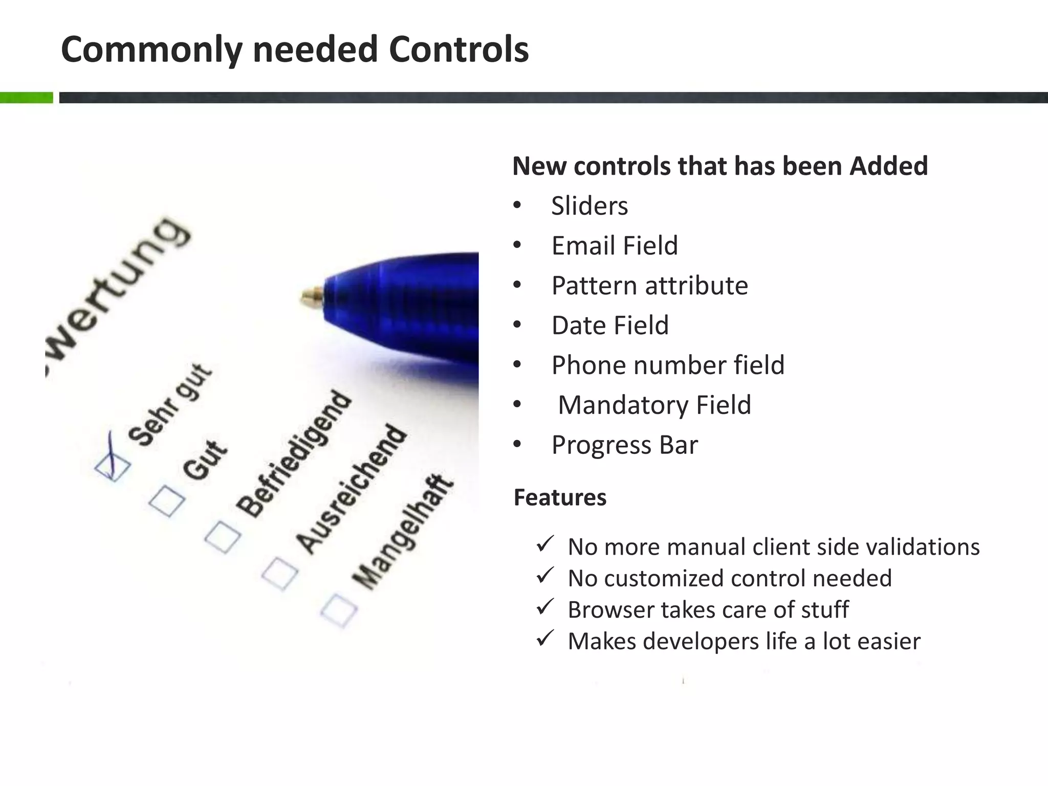 New controls that has been AddedSliders