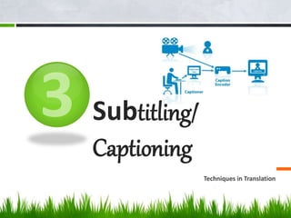 Subtitling/ 
Captioning 
Techniques in Translation 
 