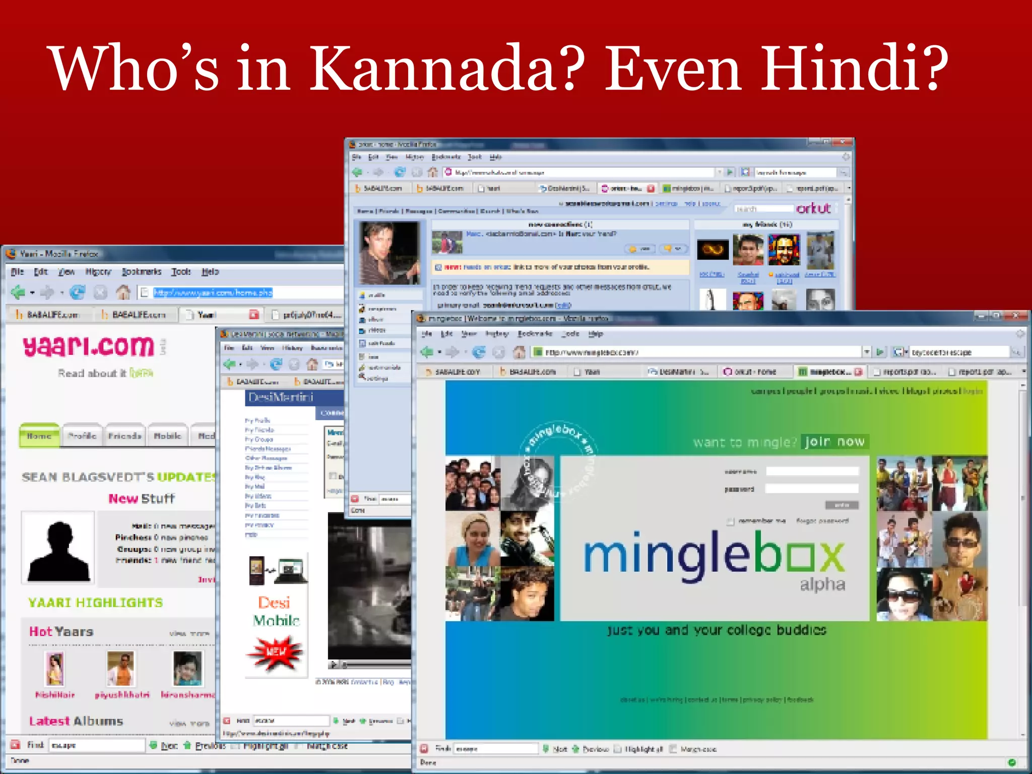 Who’s in Kannada? Even Hindi? 